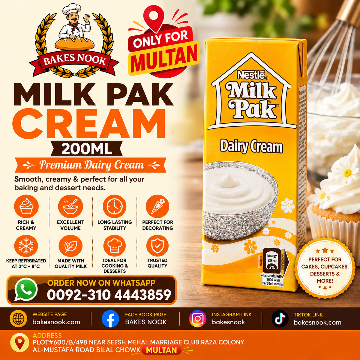 Milk Pak Cream 200ml ONLY FOR MULTAN