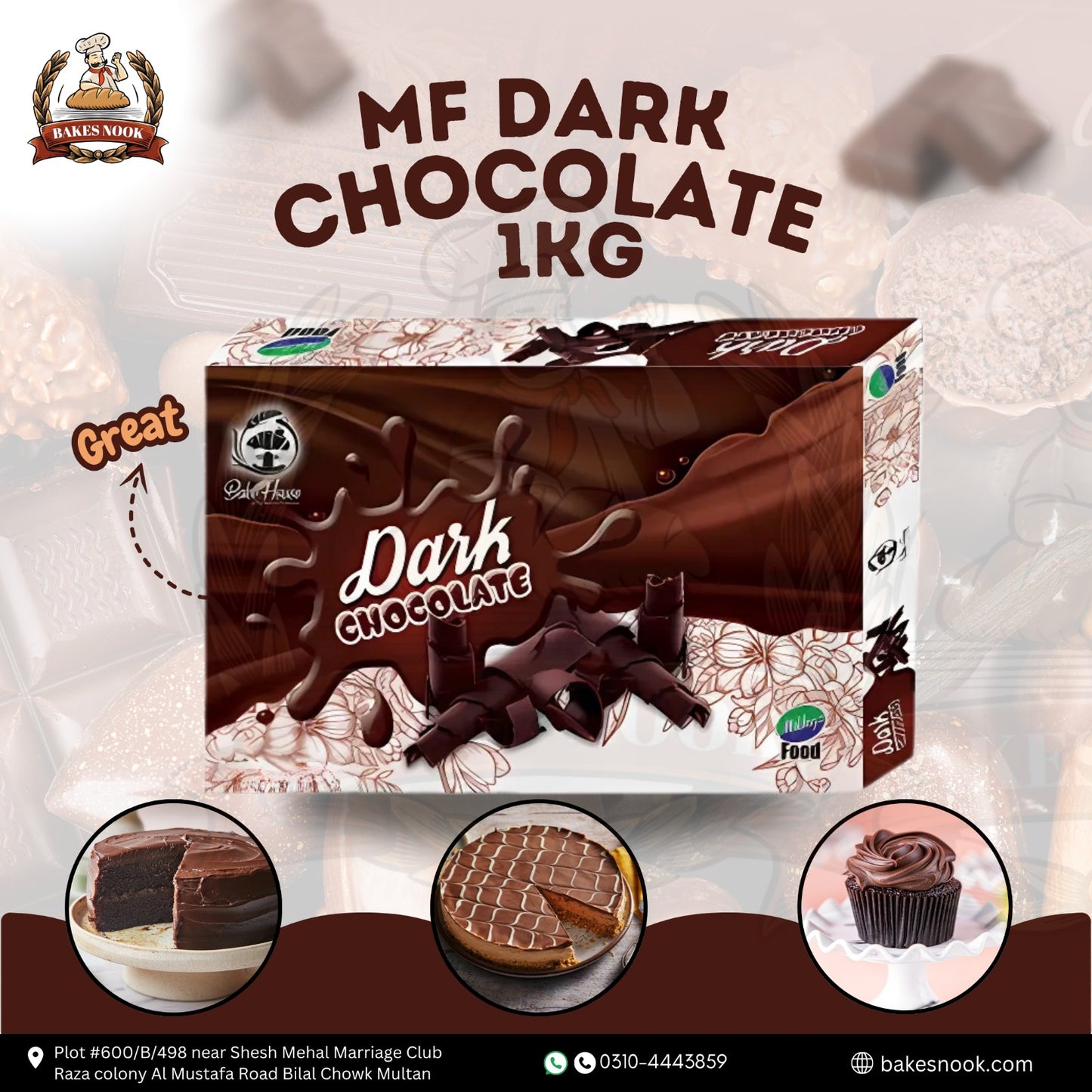 MF Dark Chocolate by BakesNook (1kg)