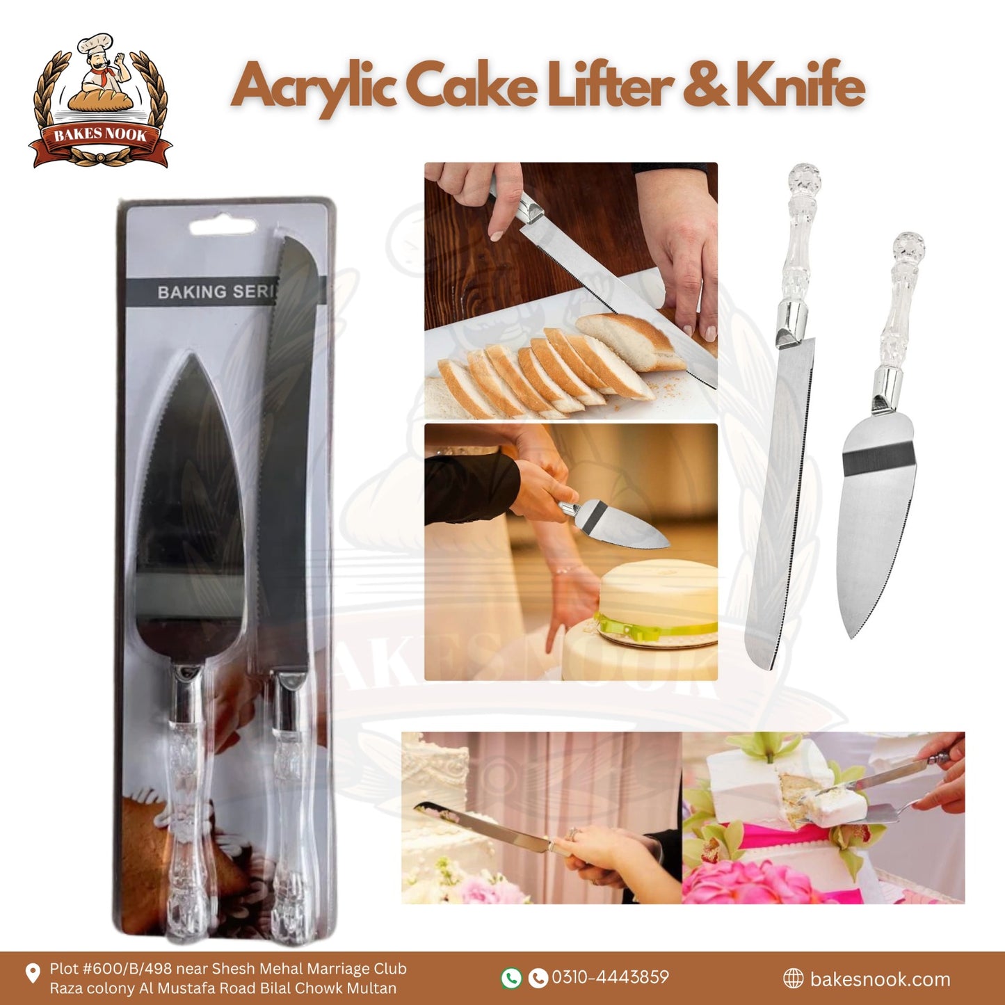 Acrylic Cake Lifter & Knife Set by BakesNook