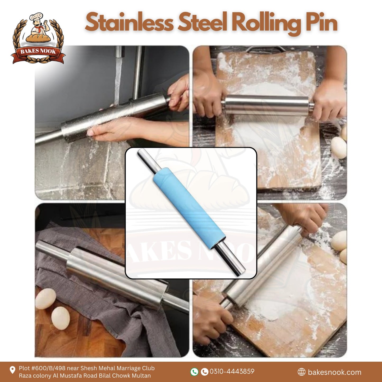 Stainless Steel Rolling Pin by BakesNook