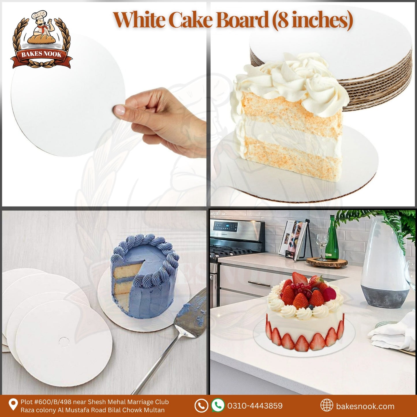 White Cake Board (8 Inches) by BakesNook π§