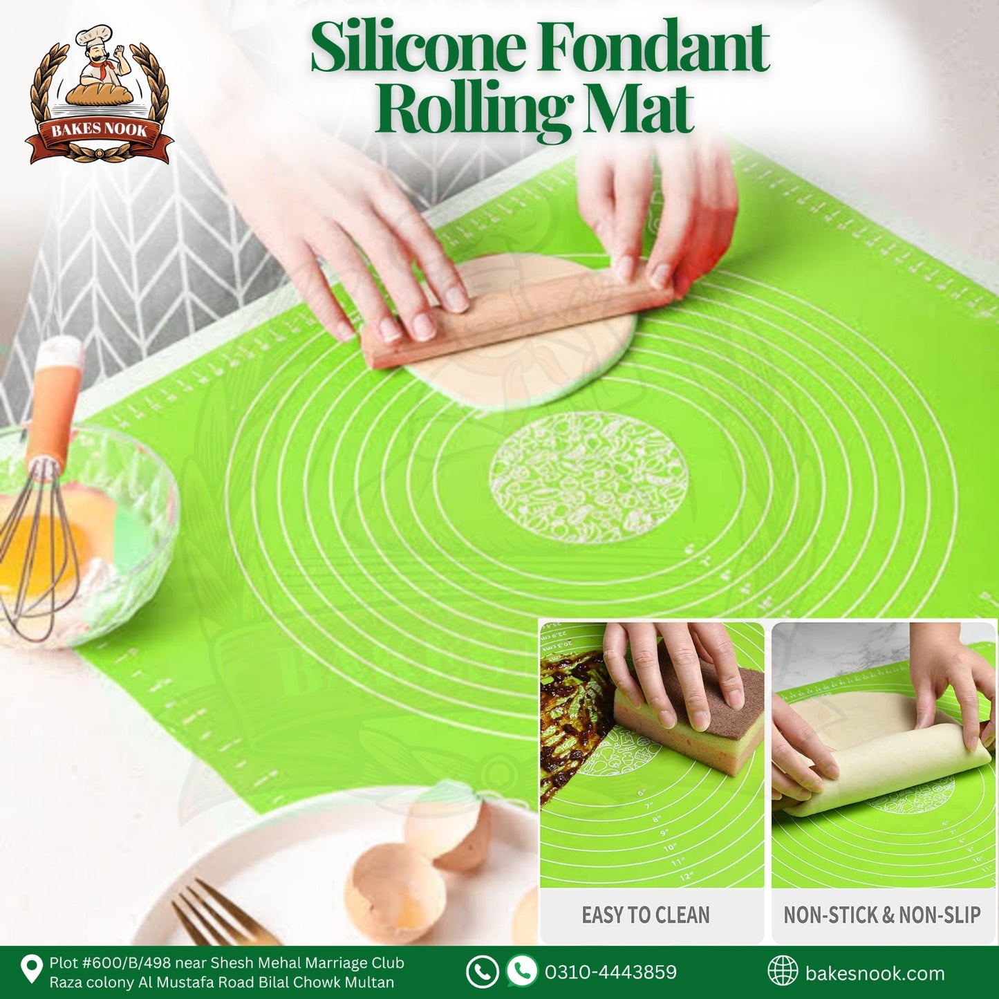 Silicone Fondant Rolling Mat by BakesNook 🍥