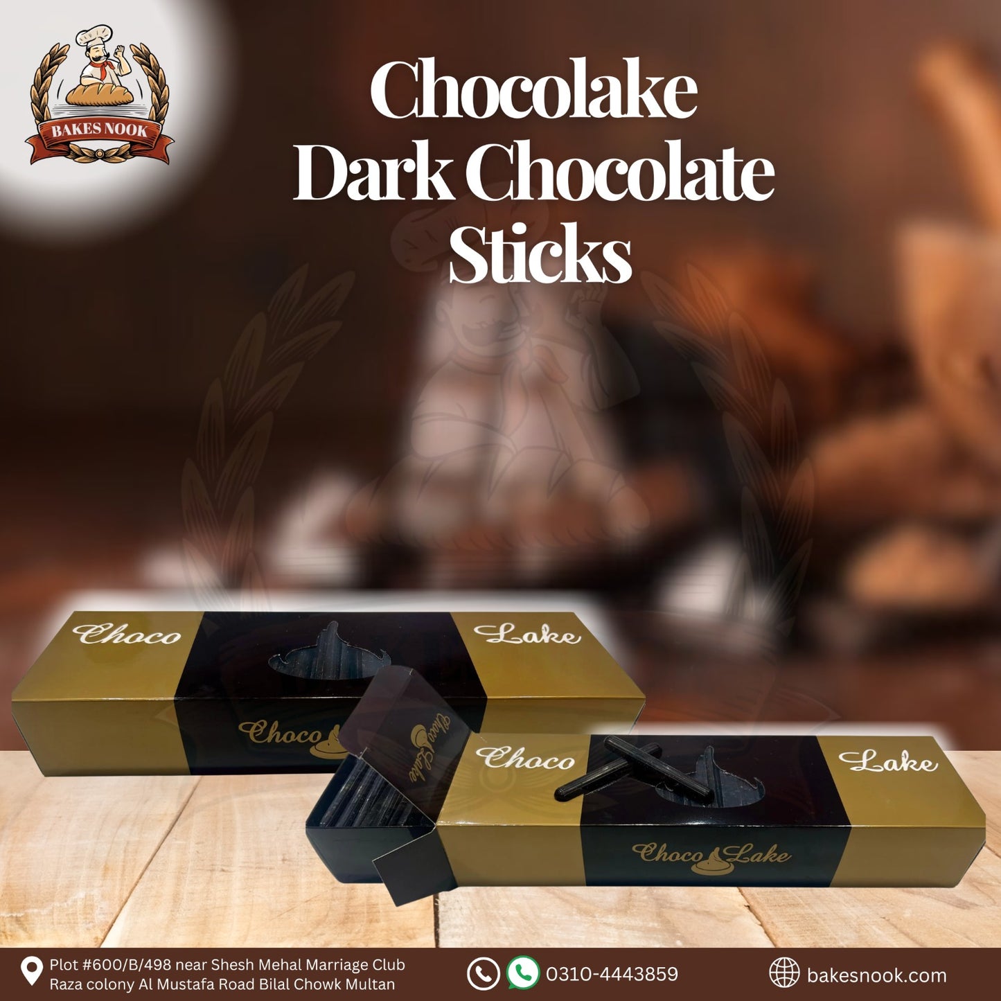 Chocolake Dark Chocolate Stick by BakesNook 🍫🌑