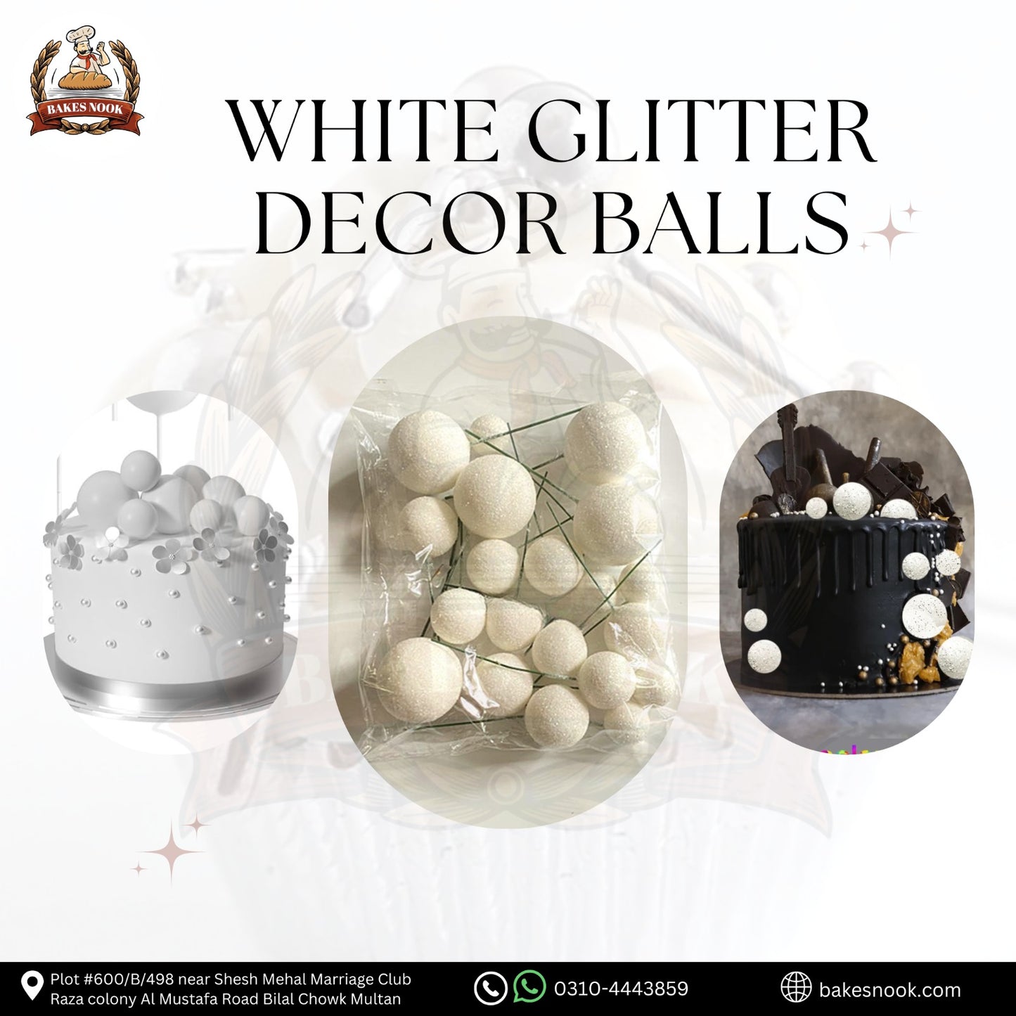 White Gliter Decor Balls