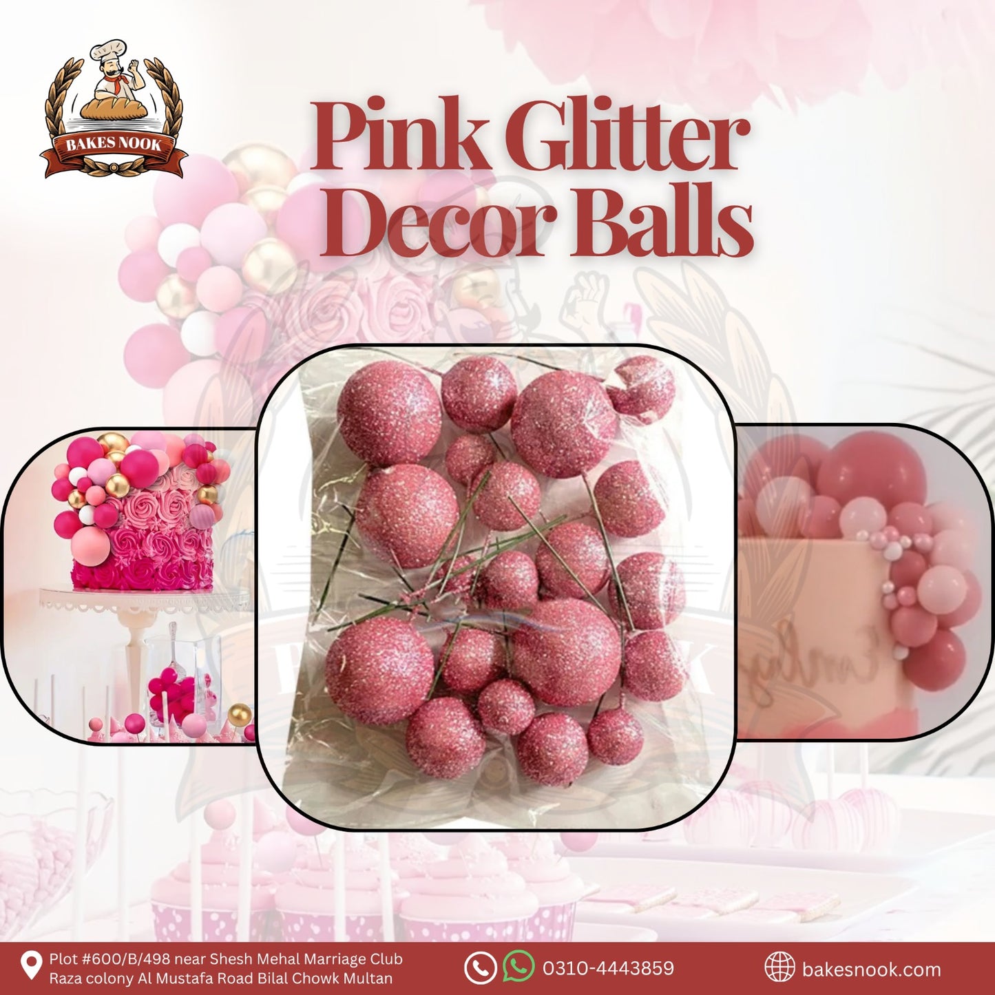 PINK GLITTER DECOR BALLS