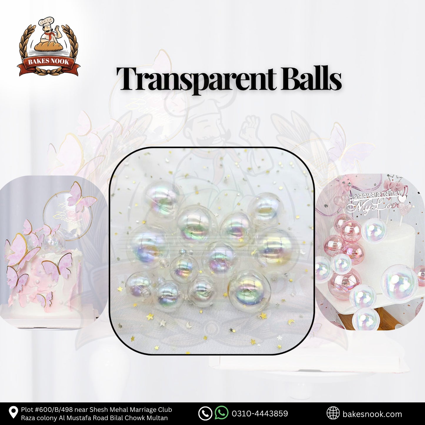 TRANSPARENT CAKE DECOR BALLS