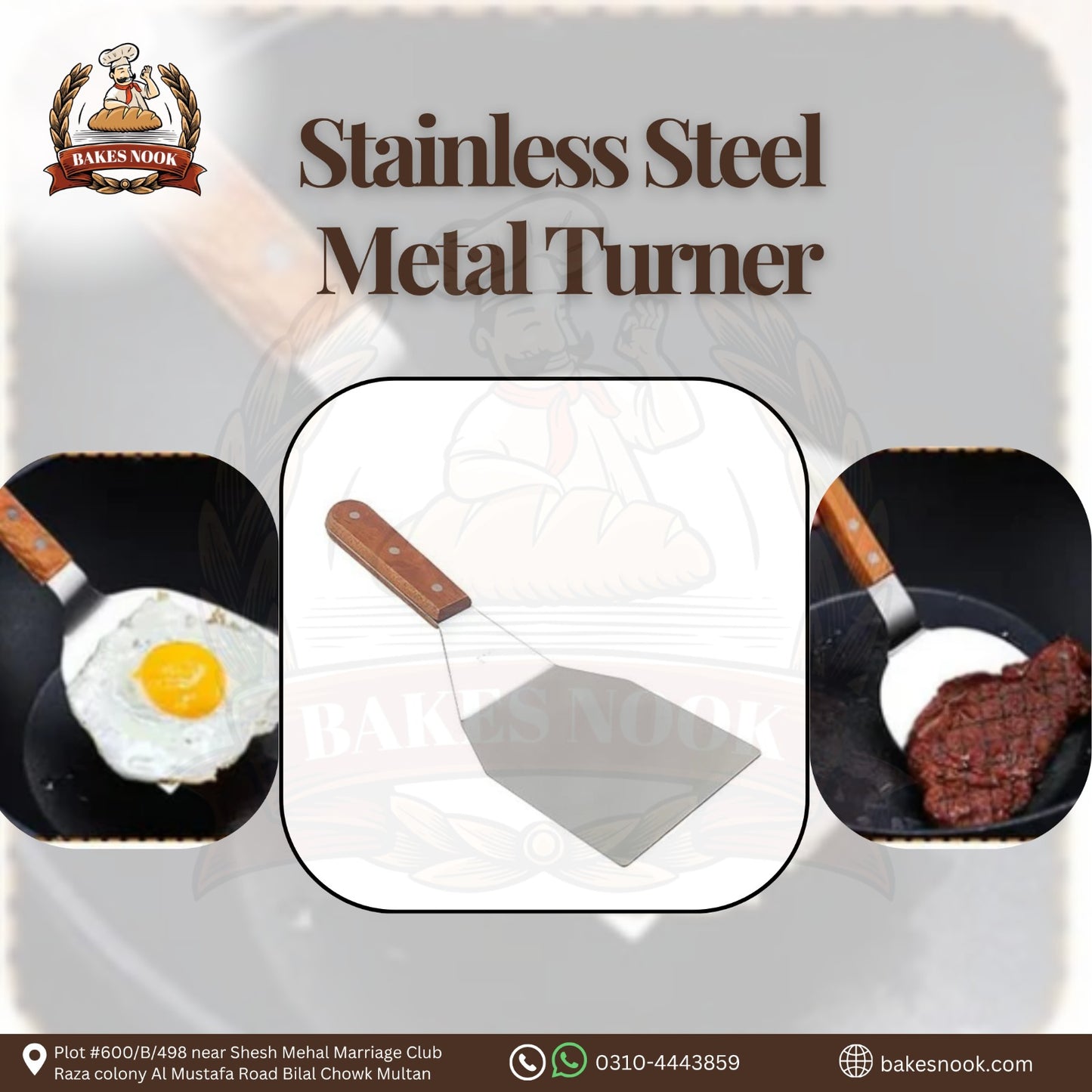 STAINLESS STEEL METAL TURNER LARGE