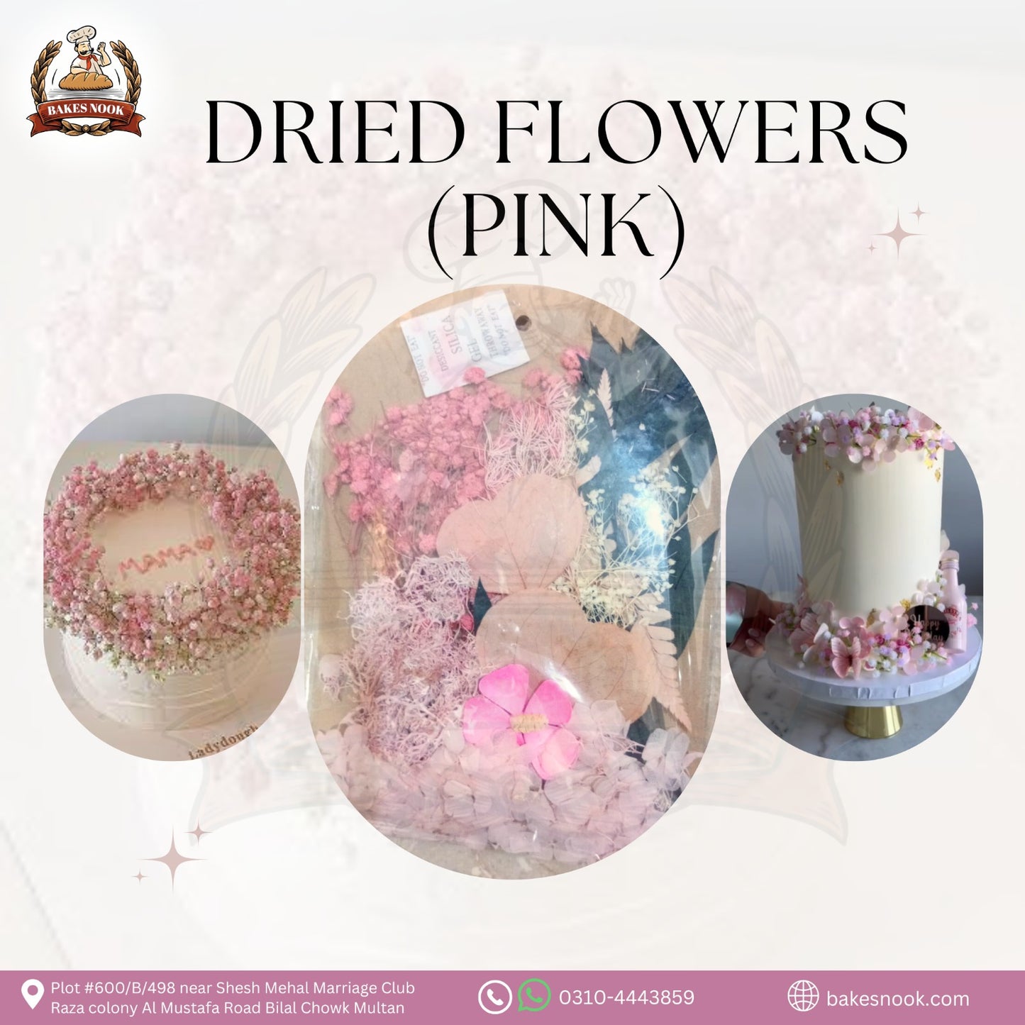 DRIED FLOWER CAKE THEME LIGHT PINK