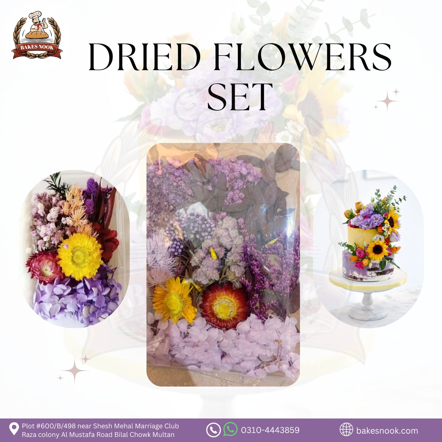 DRIED FLOWERS CAKE THEME PURPLE