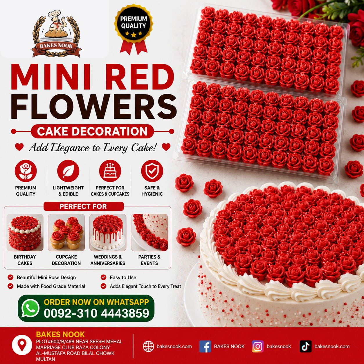 Mini Red Artifical Flowers