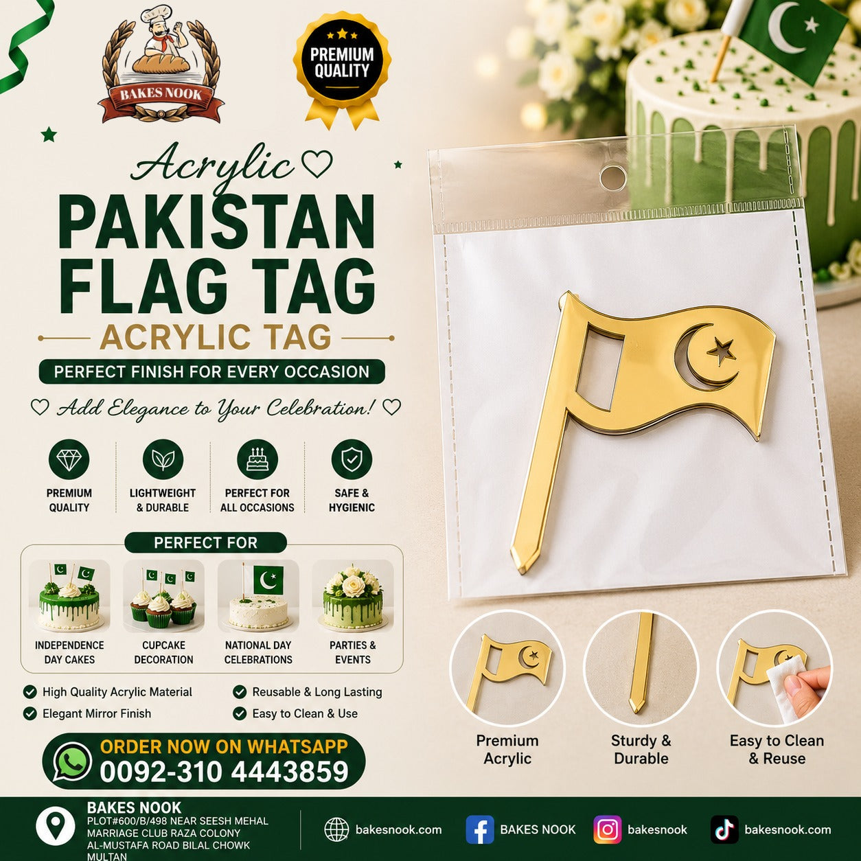 Acrylic Pakistan Flag Tag