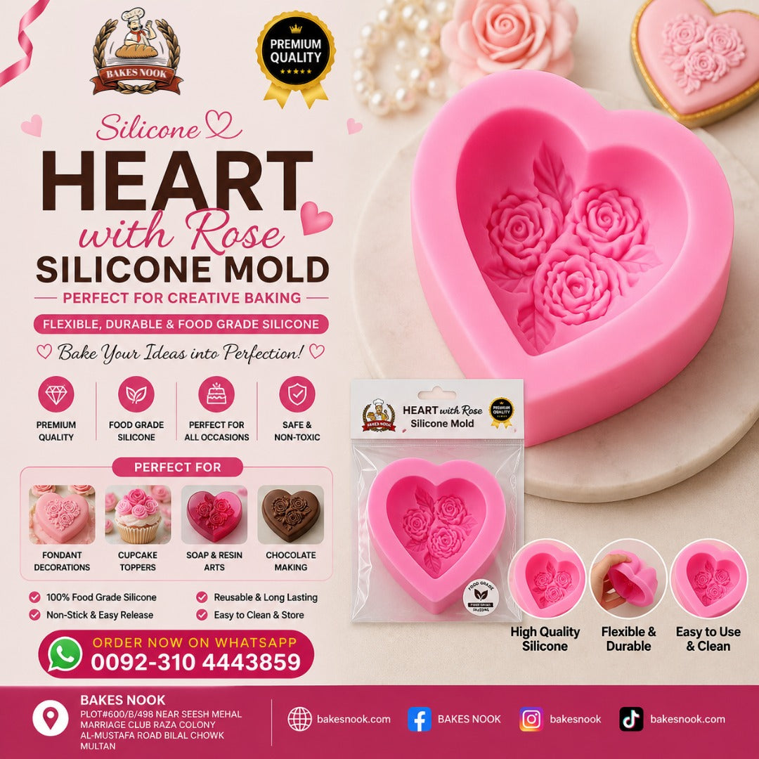 Heart With Rose Silicone Mould