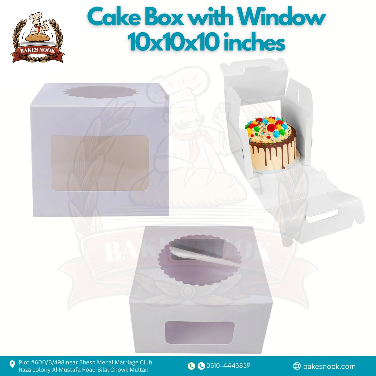 Window Cake Box by BakesNook (10x10x10)
