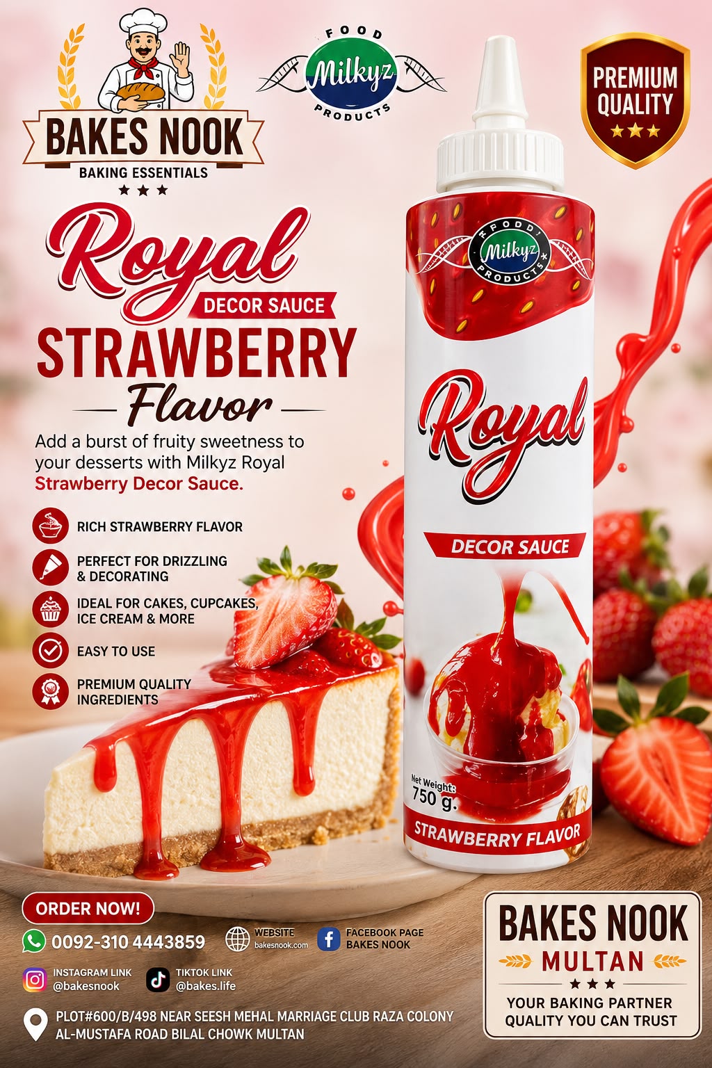 Strawberry Decor Sauce by BakesNook (750g)
