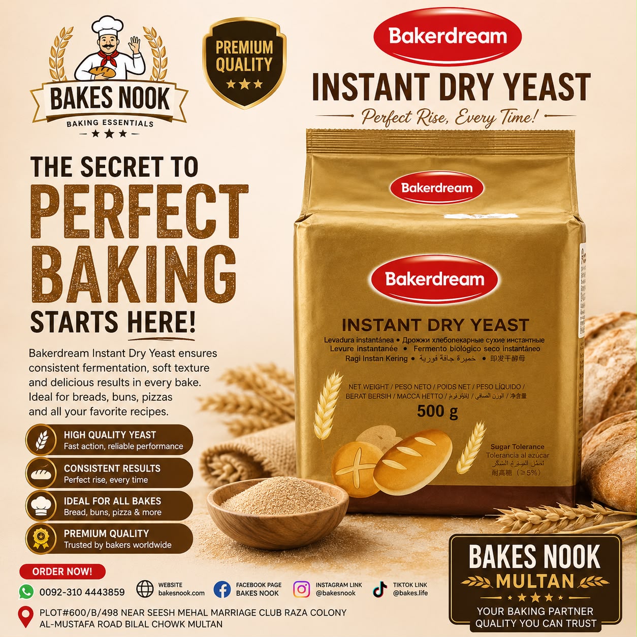BAKEDREAM INSTANT YEAST 500GM