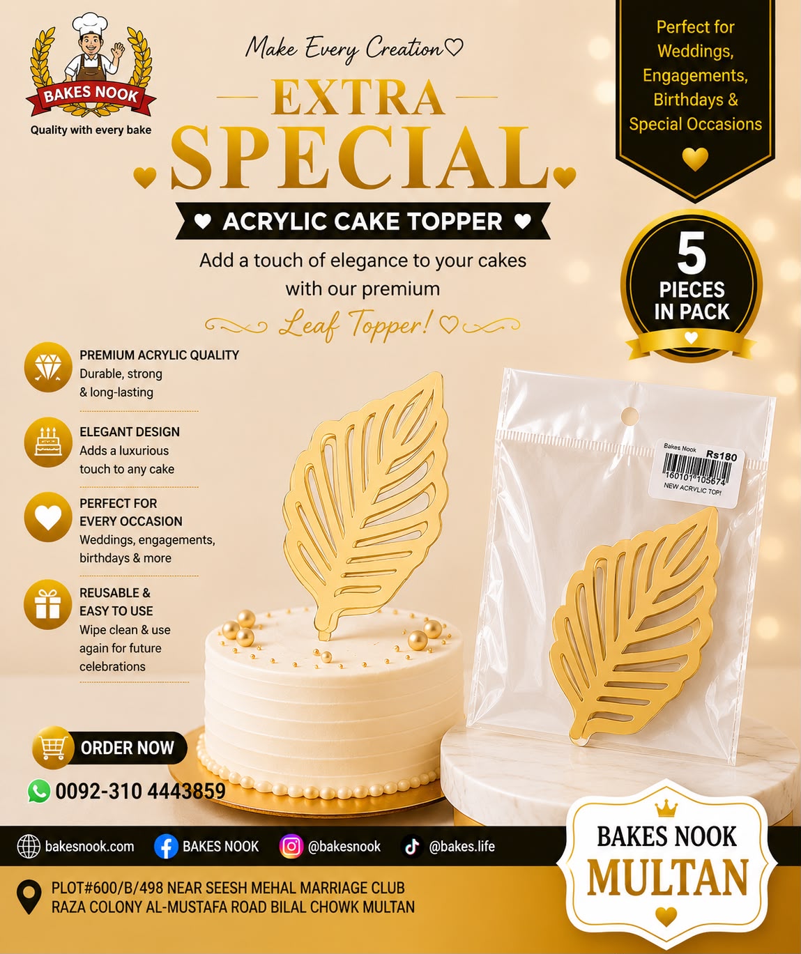 ACRYLIC LEAF TAG 5PCS