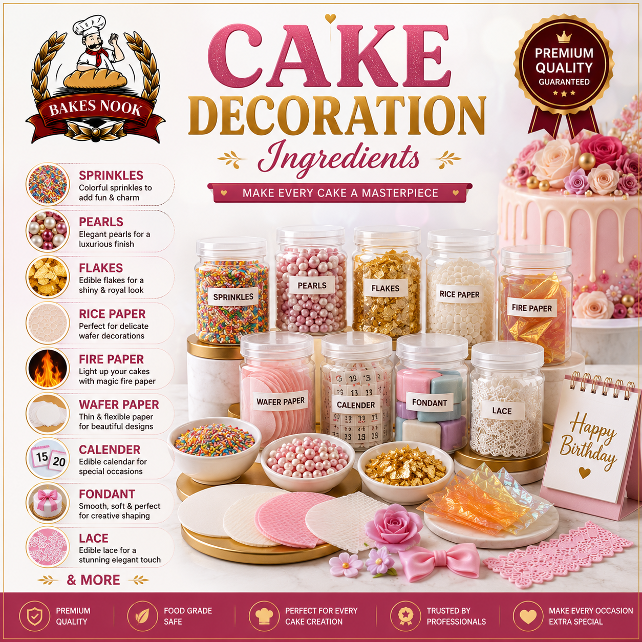 CAKE DECROATION INGREDIRNTS