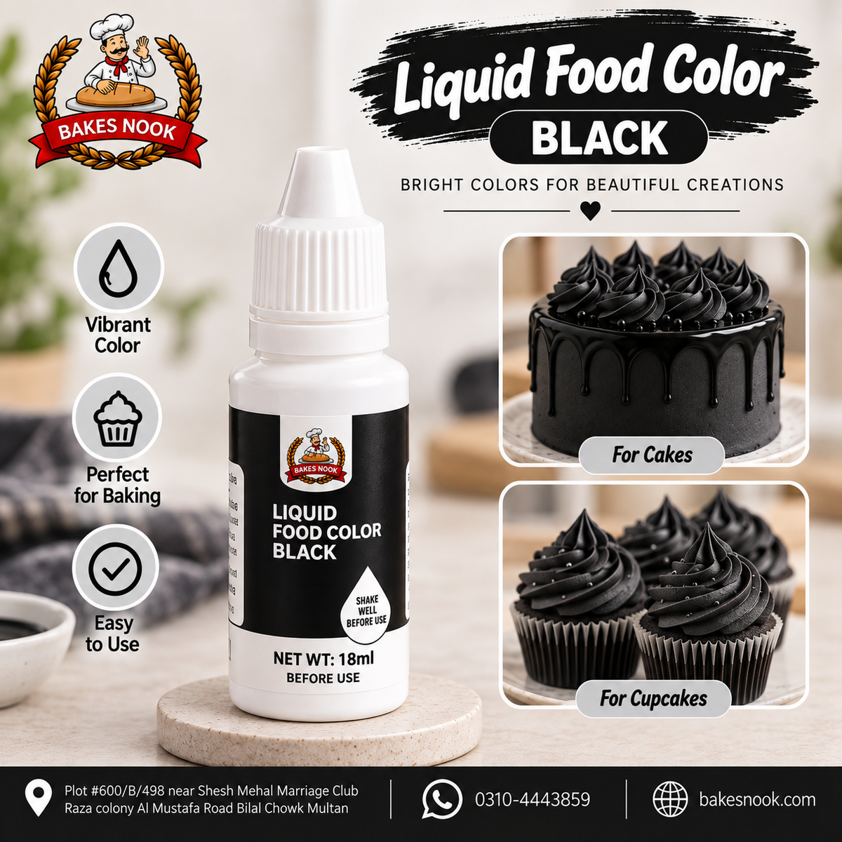 Liquid Food Black Colour 18ml