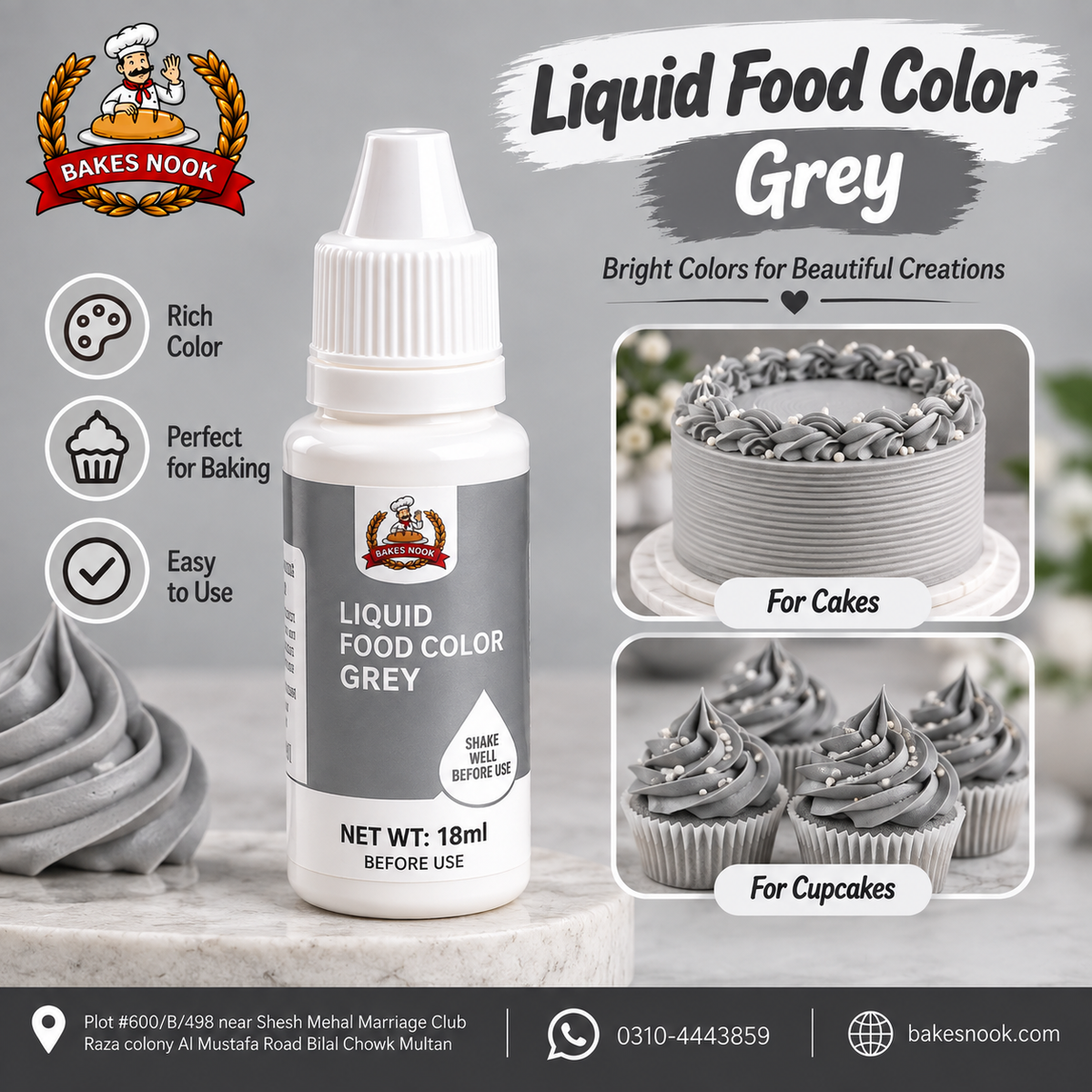 Liquid Food Grey Colour 18ml