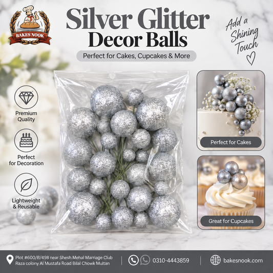 Silver Glitter Decor Balls