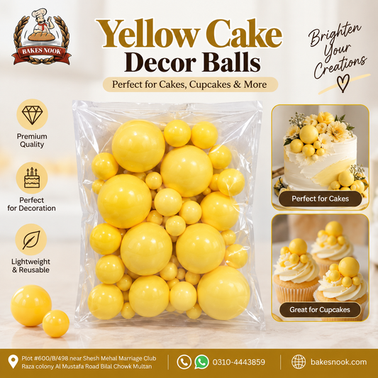 YELLOW CAKE DECOR BALLS