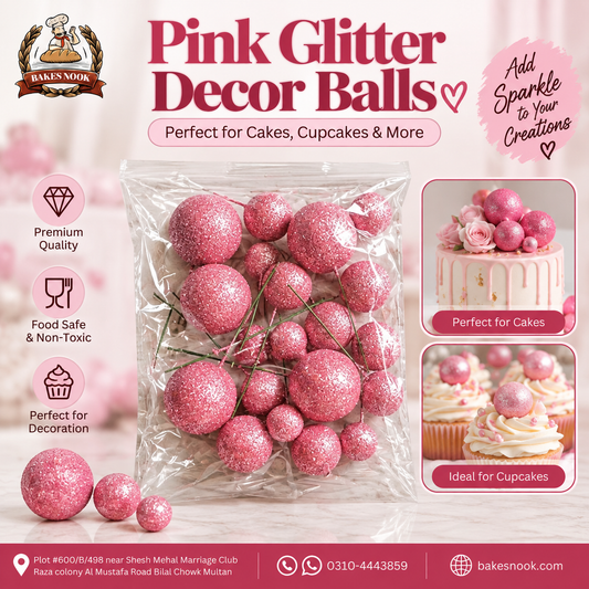 PINK GLITTER DECOR BALLS