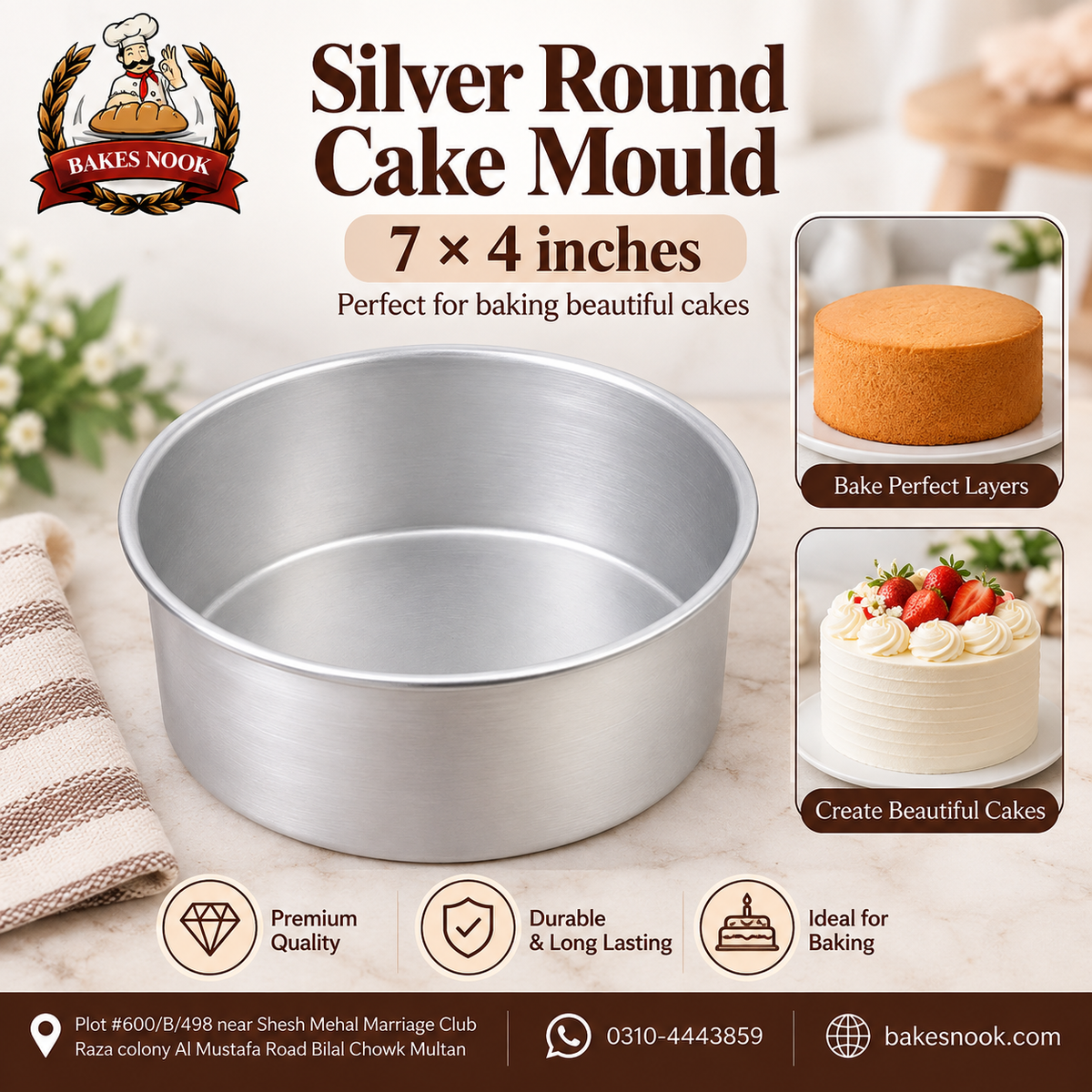 Cake Mould (Round) 7X4 by BakesNook 🎉🍰