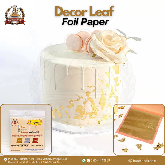 Decor Leaf Foil Paper by BakesNook (25 PCS 14x14)