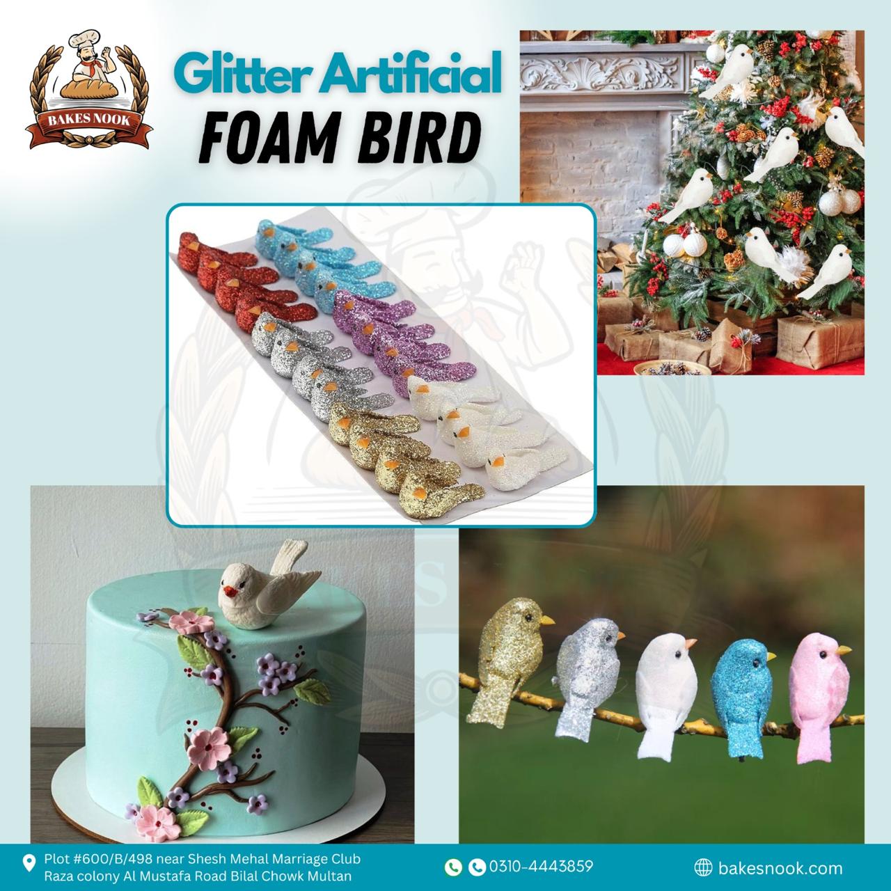 Glitter Artificial Foam Bird by BakesNook