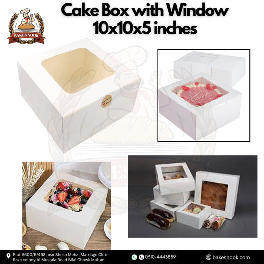 Window Cake Box by BakesNook (10x10x5)