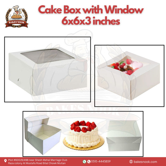 Window Cake Box by BakesNook (6x6x3)