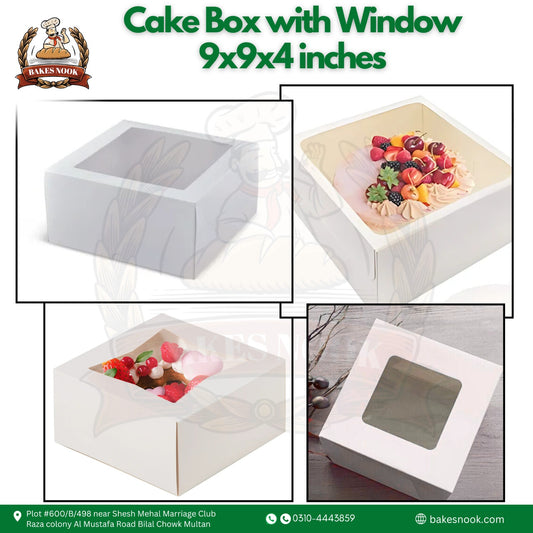 Window Cake Box by BakesNook (9x9x4)