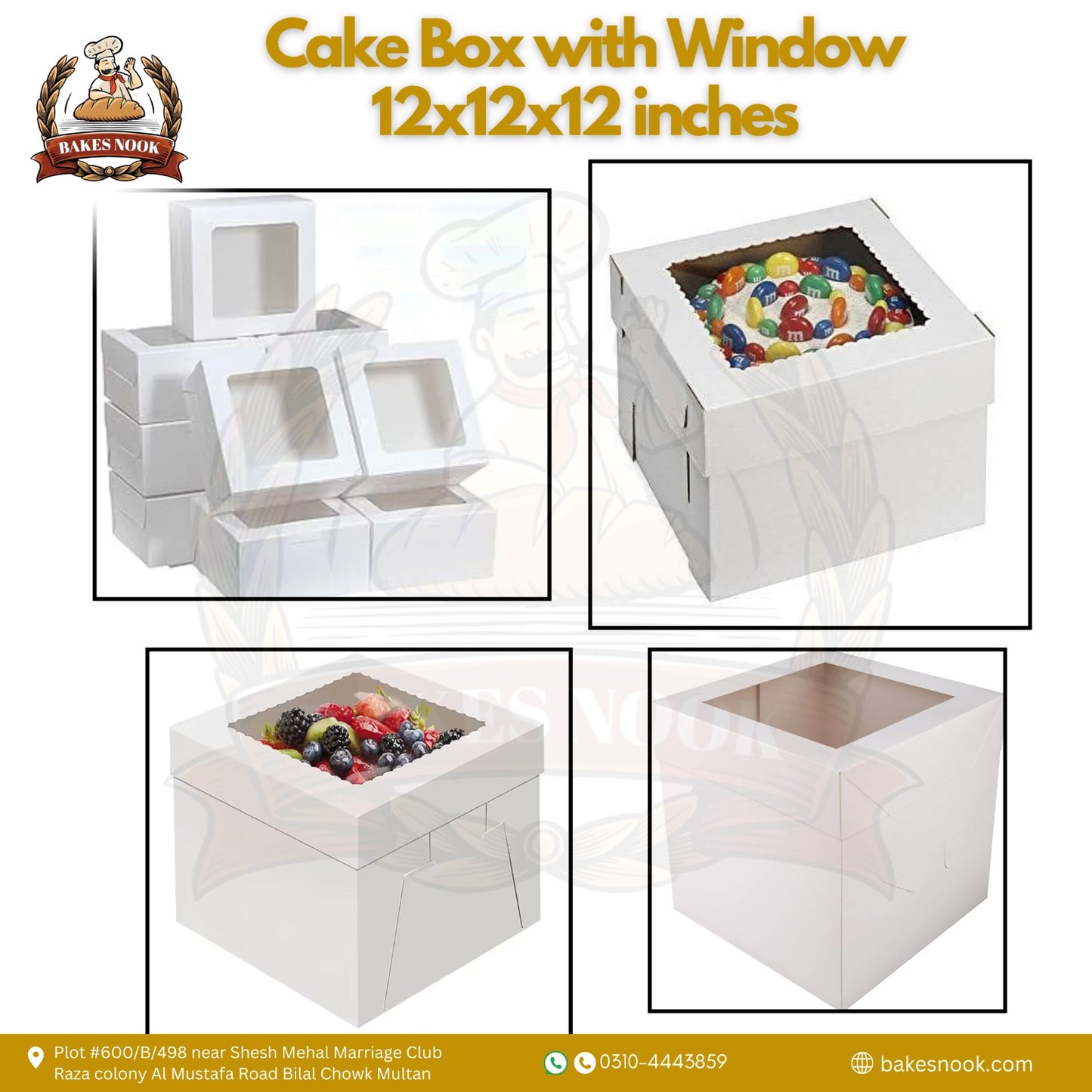 Window Cake Box by BakesNook (12x12x12)