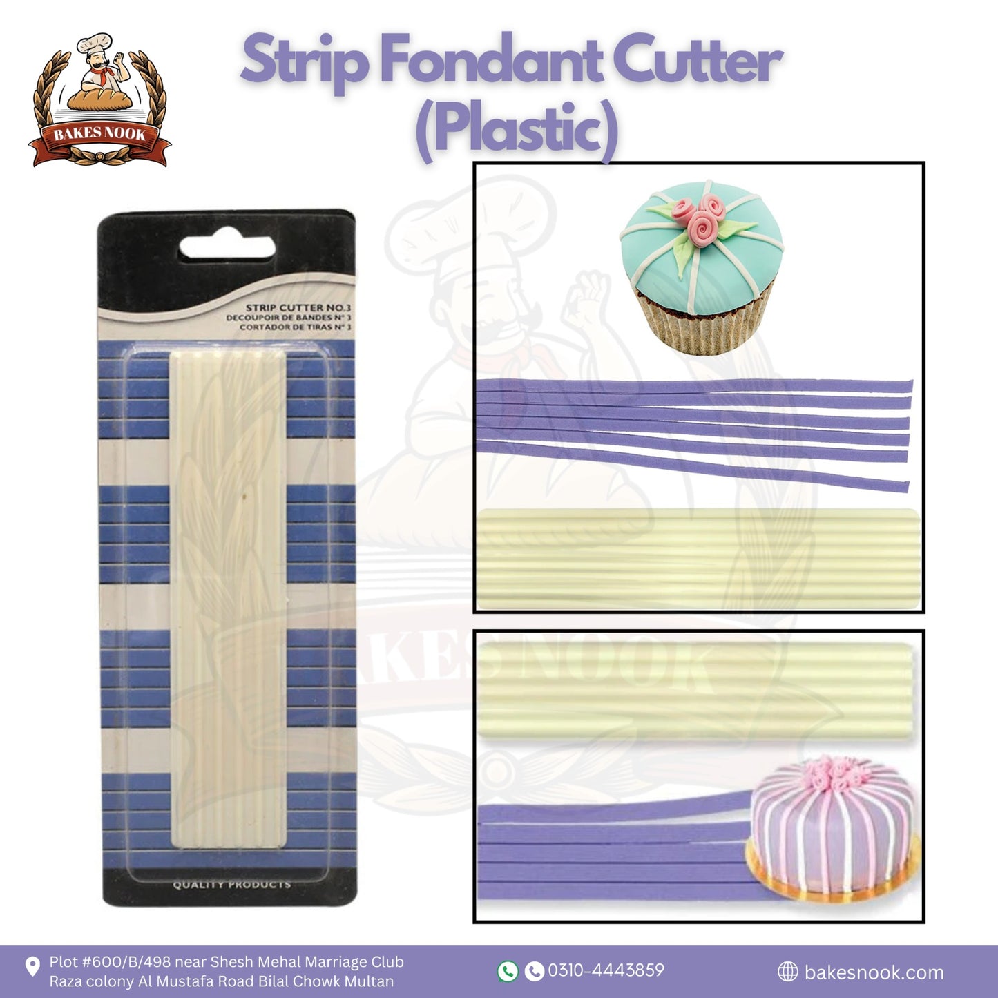 Strip Fondant Cutter (Plastic) by BakesNook