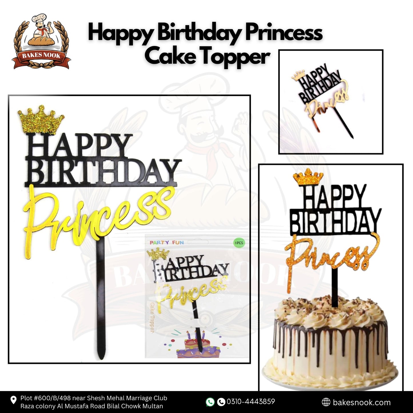 Happy Birthday Princess Cake Topper by BakesNook