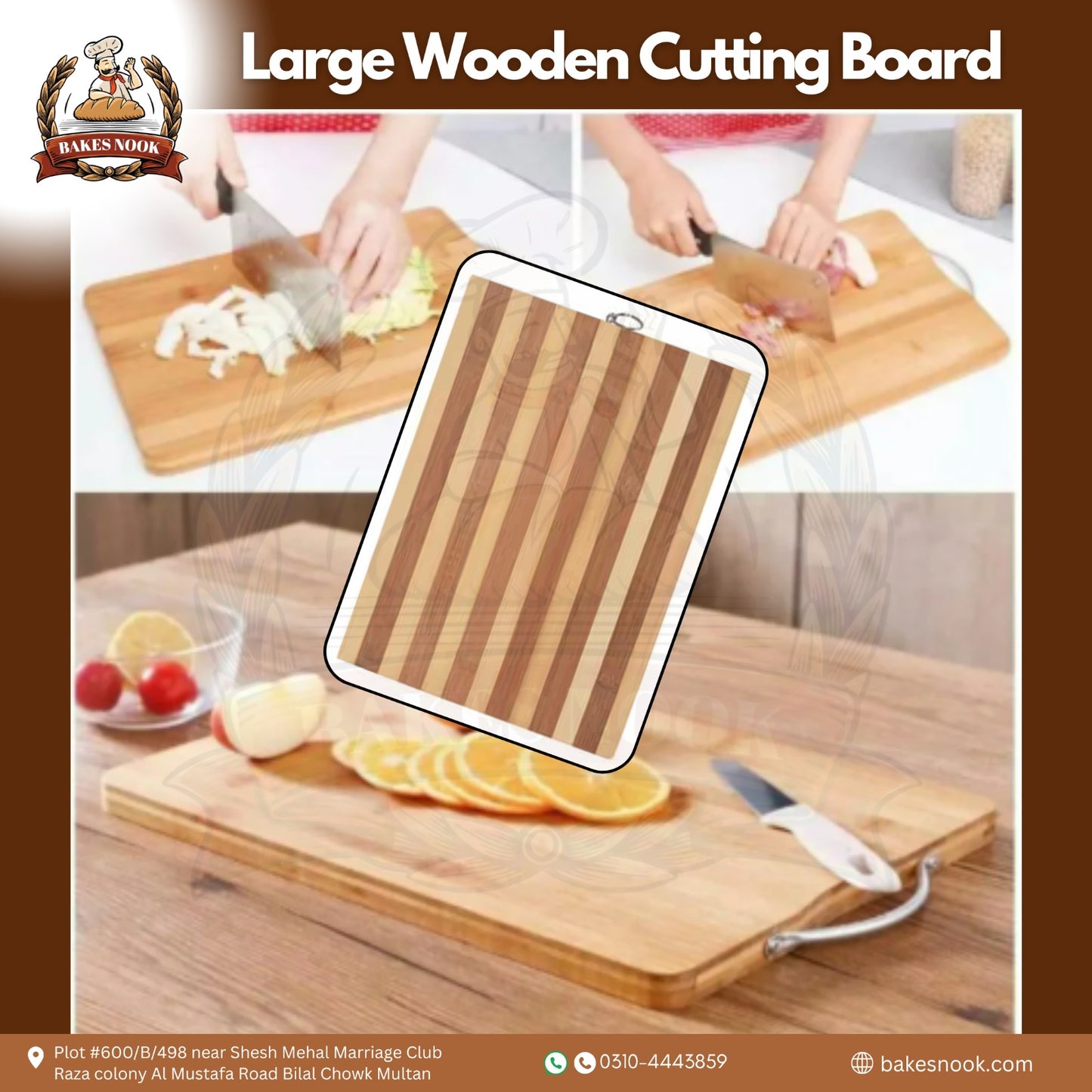 Wooden Cutting Board by BakesNook (Large)