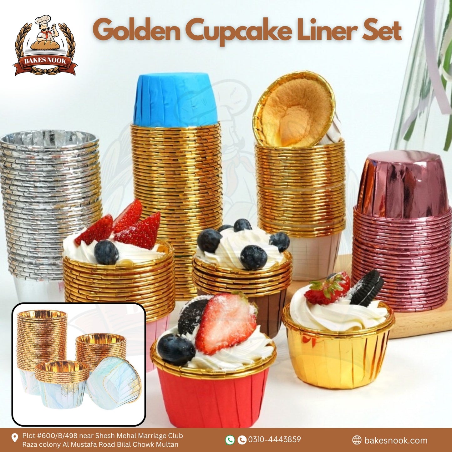 Golden Cupcake Liner Set 20 pcs by BakesNook