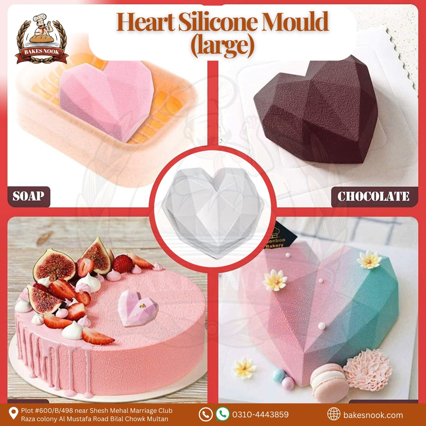 Silicone Heart Mould by BakesNook (Large)