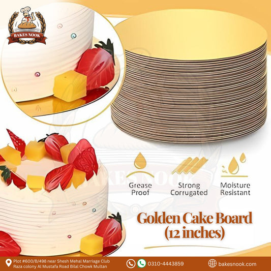 Golden Cake Board (12 Inches) by BakesNook ✨🎂