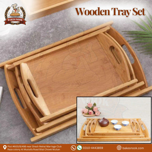 Golden Wooden Tray Set by BakesNook ✨🍽️