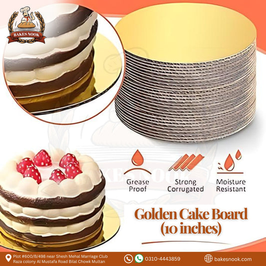 Golden Cake Board (10 Inches) by BakesNook