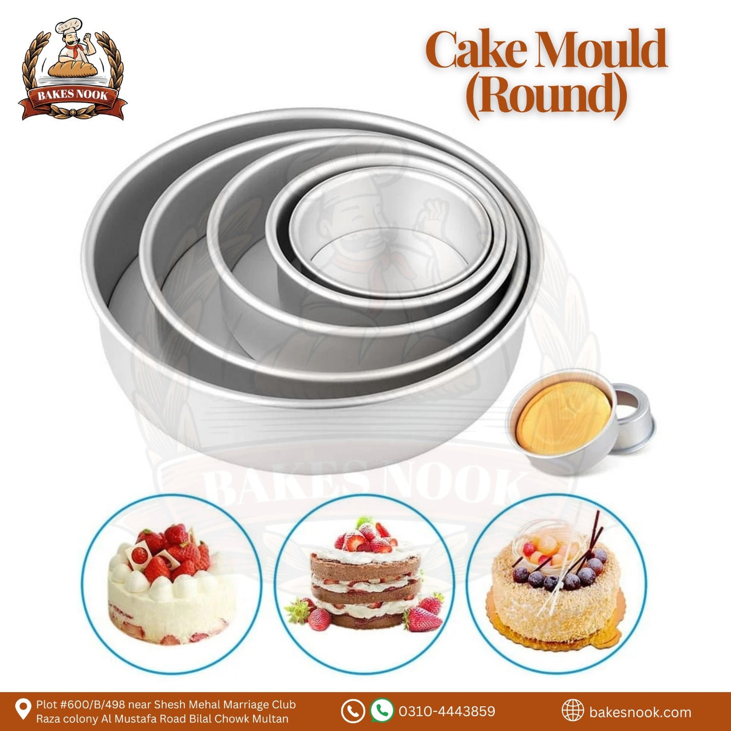 Round Shape Cake Mould by BakesNook 🎂👌