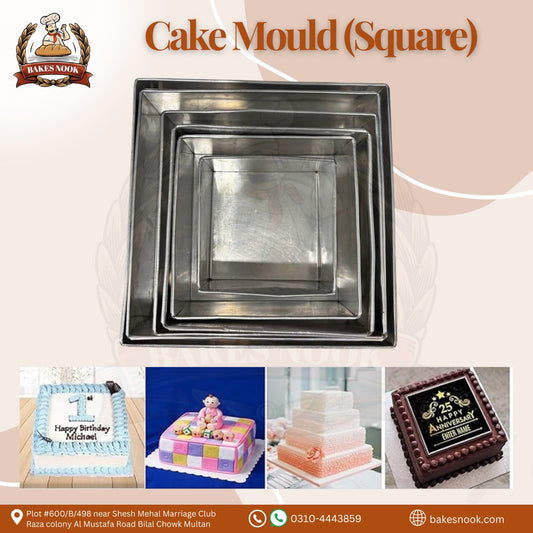 Square Cake Mould by BakesNook 🍰✨