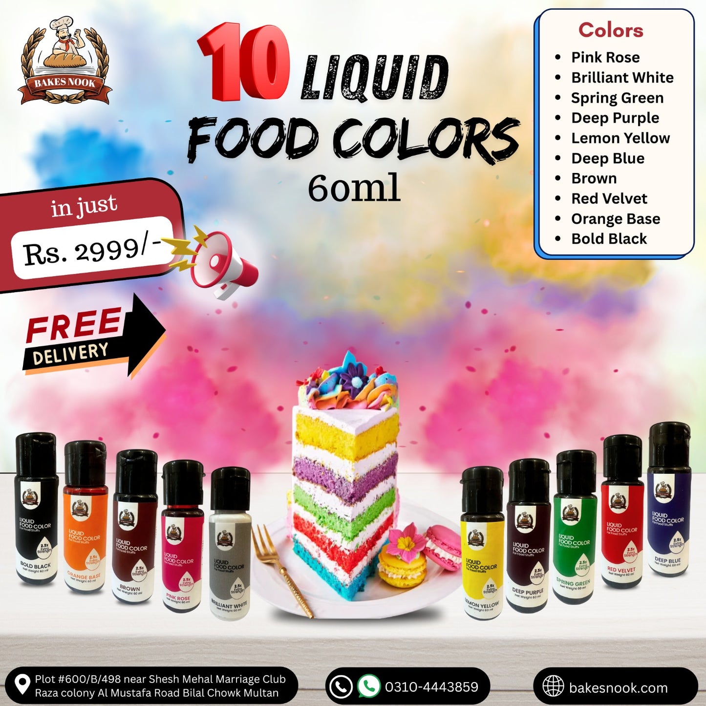 10 Premium Liquid Food Colors-BAKES NOOK