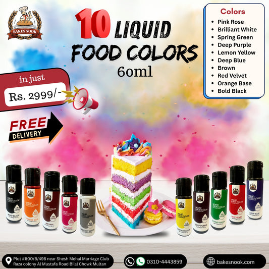 10 Premium Liquid Food Colors-BAKES NOOK