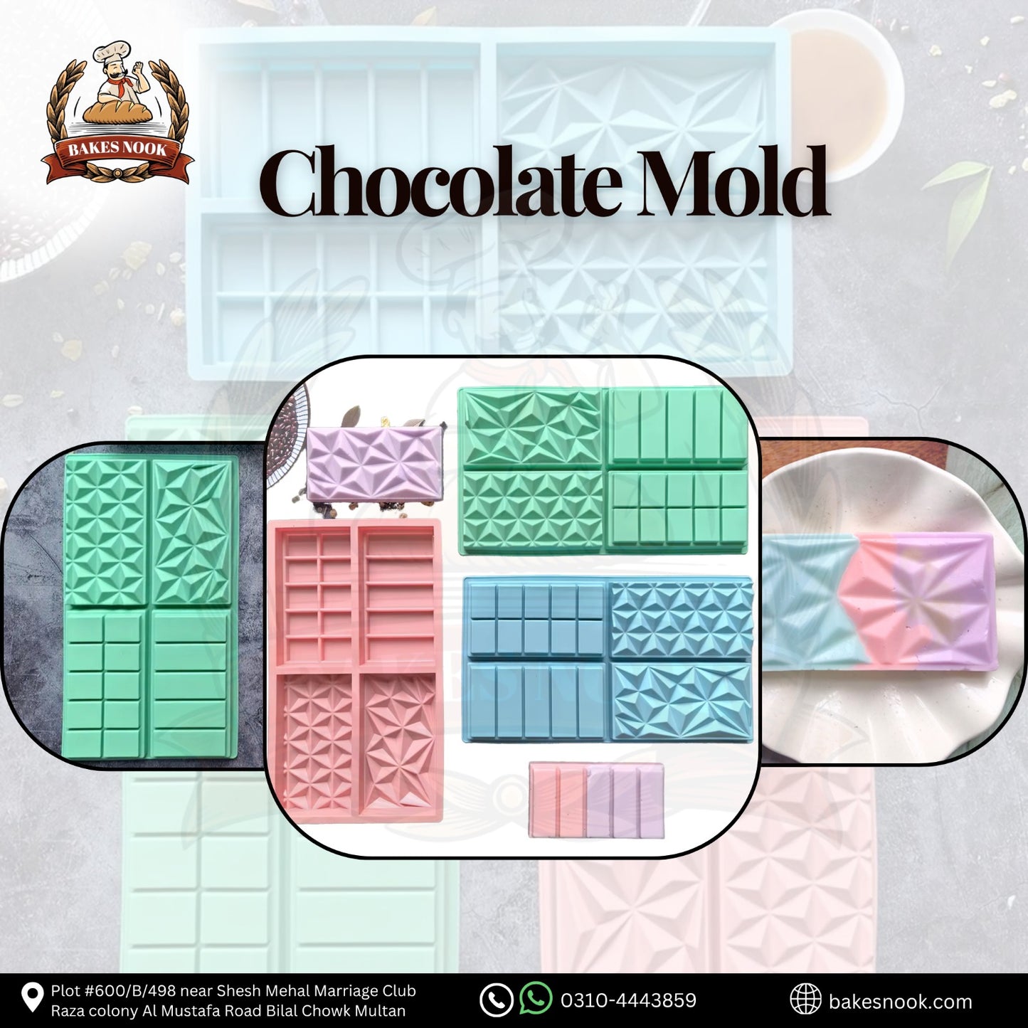 🍫 Colorful Geometric Silicone Chocolate Bar Mold