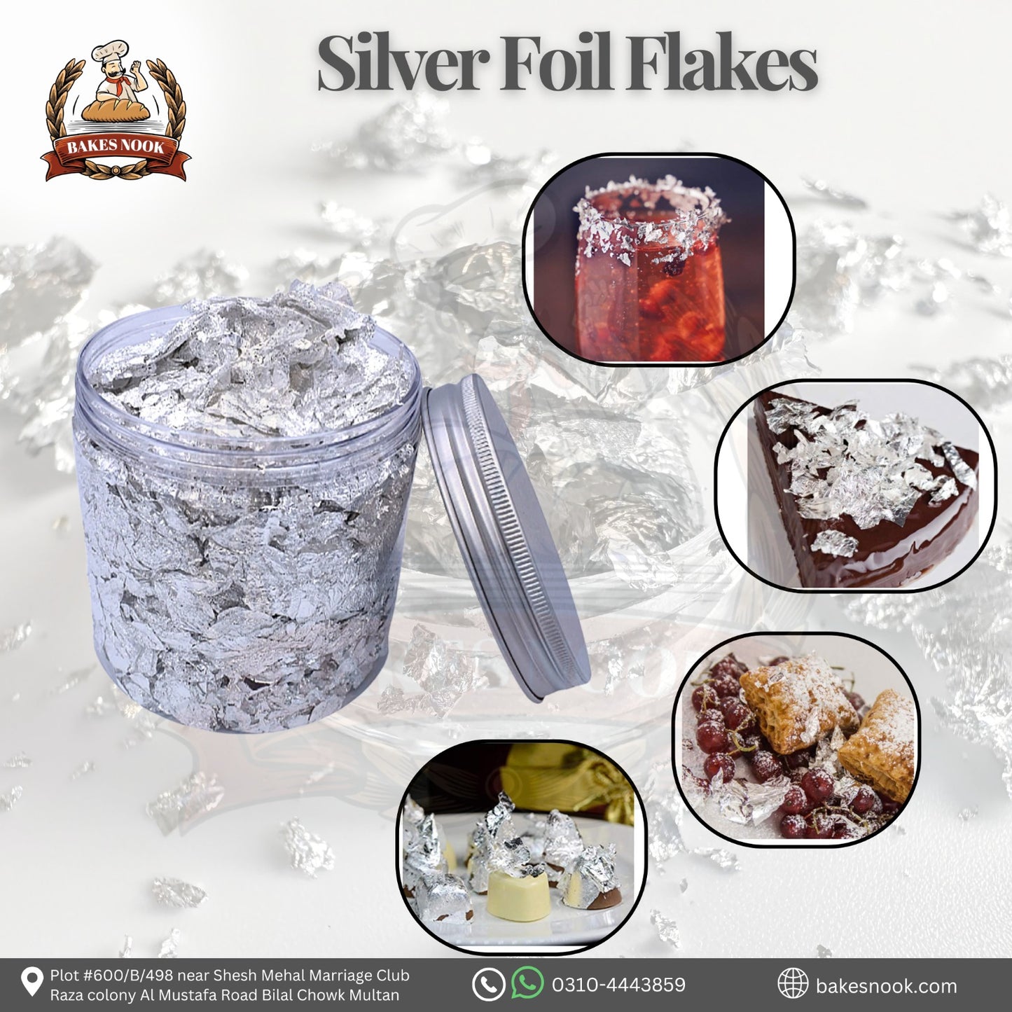 ✨ Edible Silver Foil Flakes | BakesNook