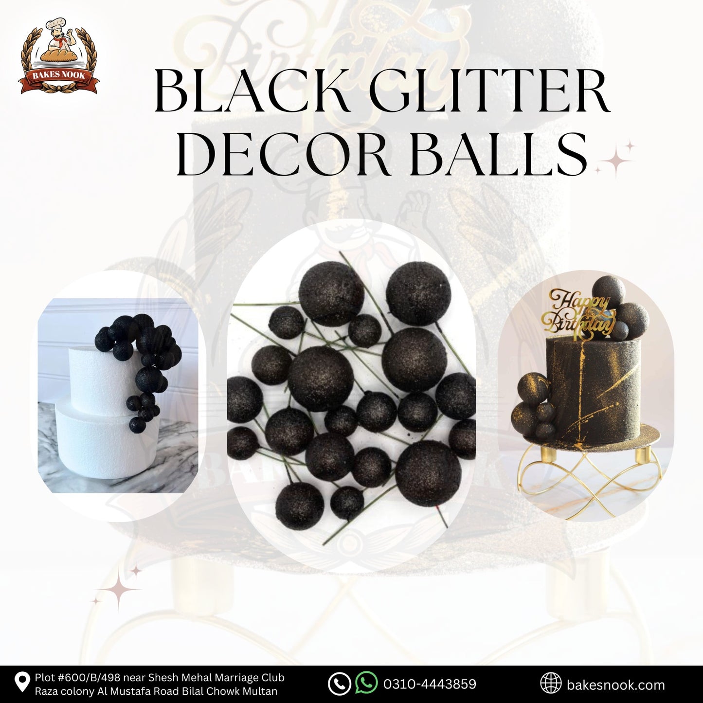 Black Glitter Balls