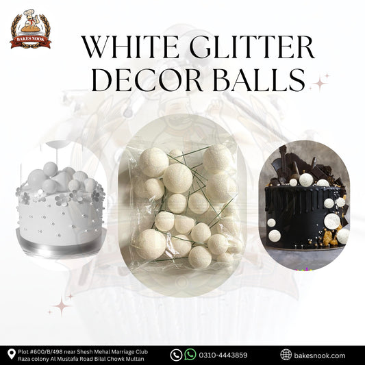 White Gliter Decor Balls