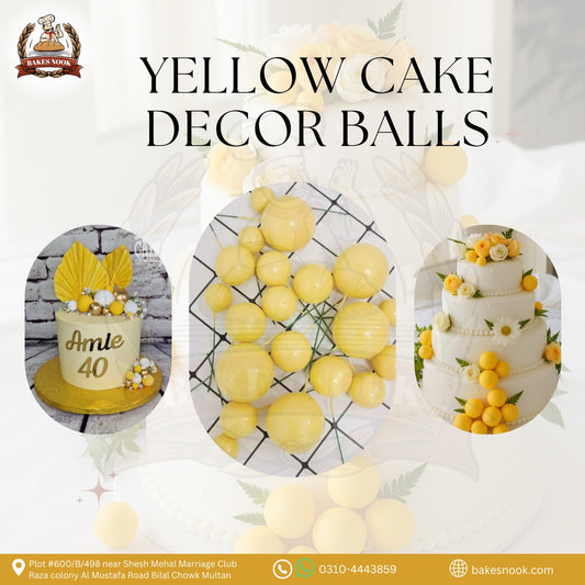 YELLOW CAKE DECOR BALLS